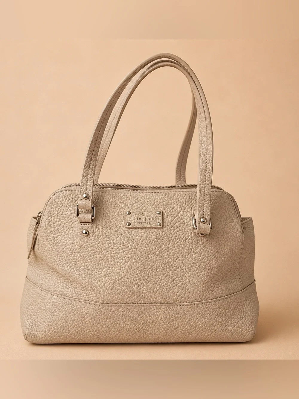 kate spade Beige Pebbled Leather Shoulder Bag
